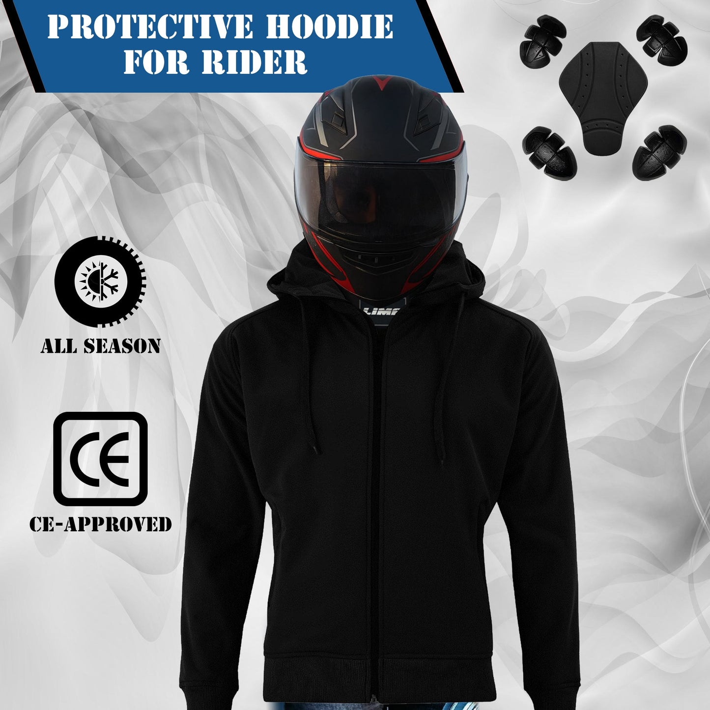 LIMA Men’s Softshell Motorcycle Jacket with Removable CE Armour – Touring Hoodie
