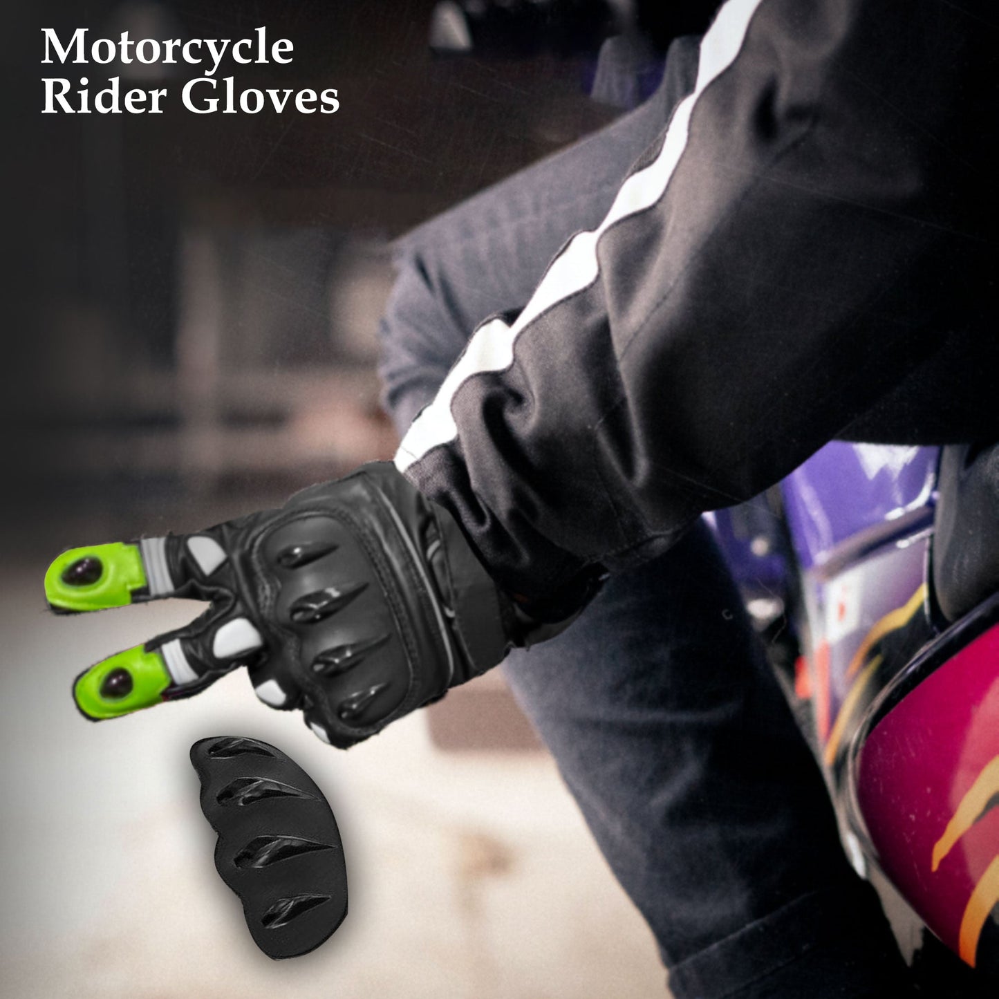 Men Motorbike Textile Leather Gloves Waterproof Padded Knuckles Motorcycle Glove GREEN