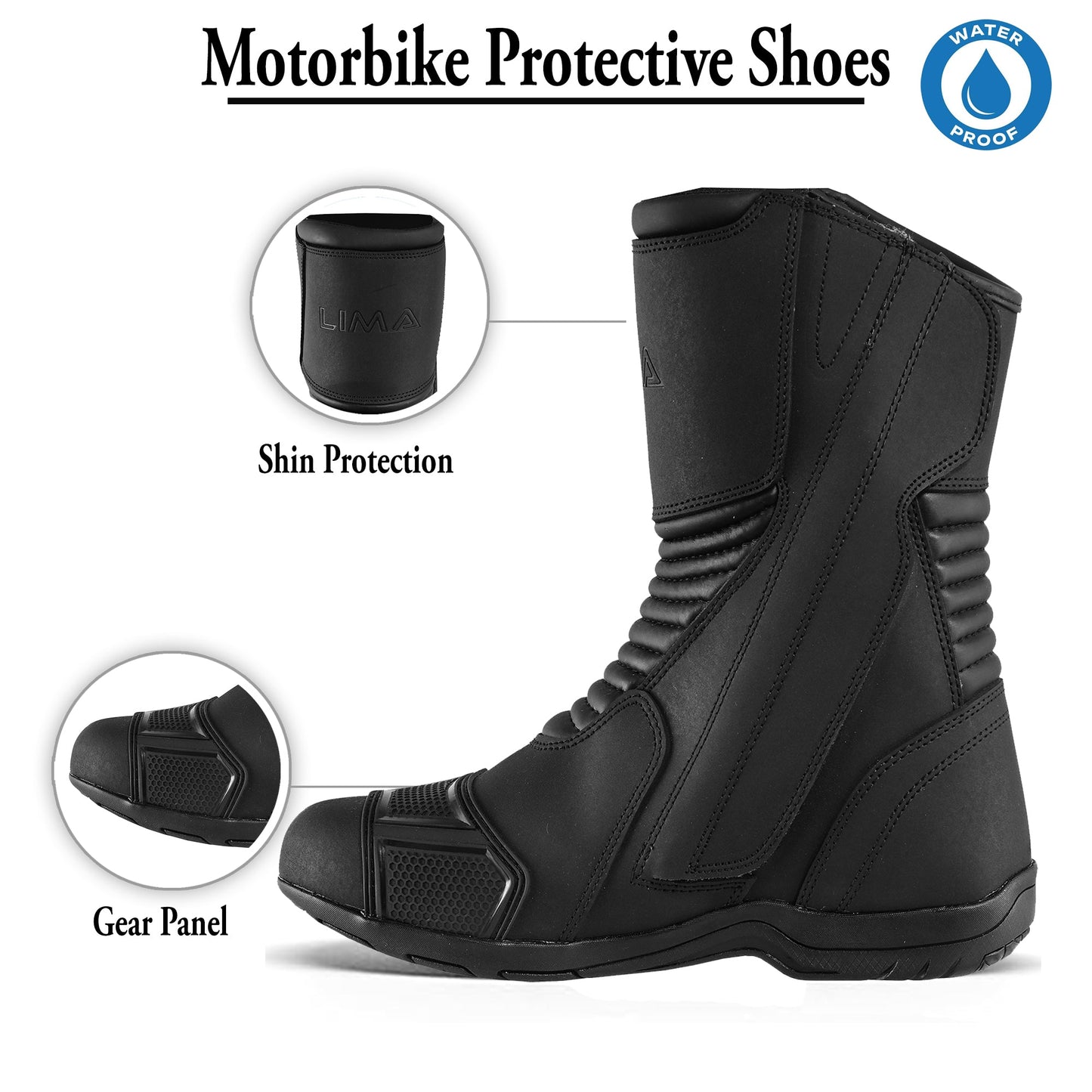 Mens Waterproof Leather Touring Boots Motorbike Motorcycle Riding Armoured Shoes