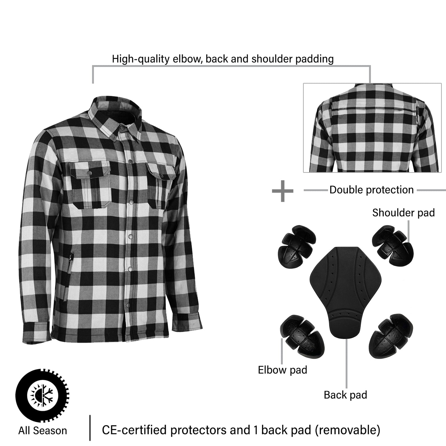 Mens Motorbike Shirt Jacket ARAMID Lined CE Approve Motorcycle Armour Protection