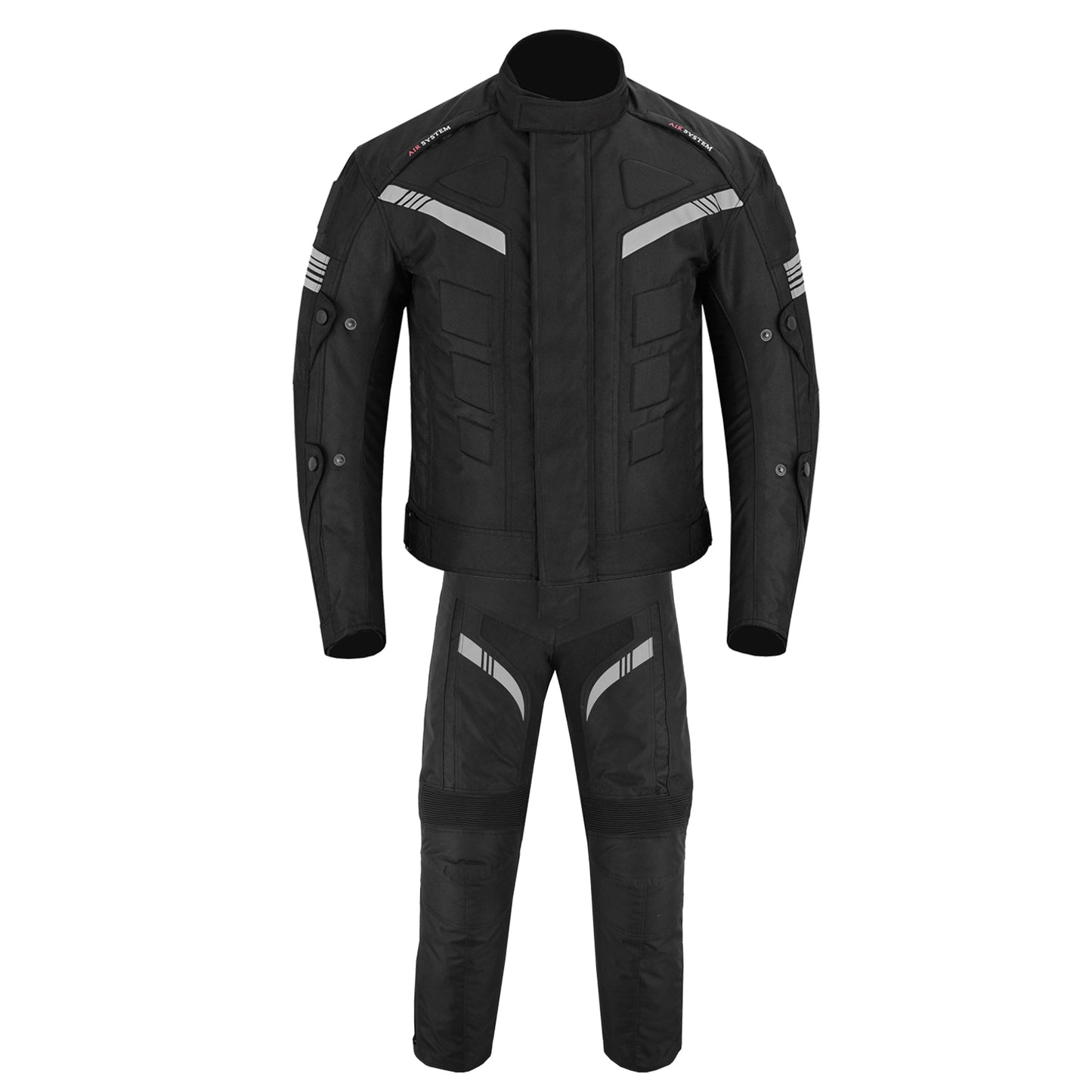 Motorcycle Men Racing Armoured Waterproof Textile Trousers Jacket Motorbike Suit BLACK