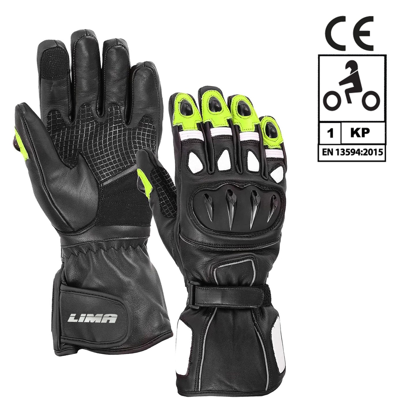 Men Motorbike Textile Leather Gloves Waterproof Padded Knuckles Motorcycle Glove GREEN