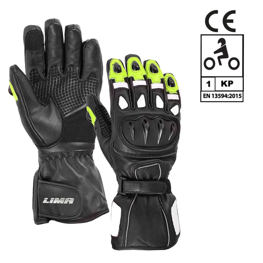 Men Motorbike Textile Leather Gloves Waterproof Padded Knuckles Motorcycle Glove GREEN
