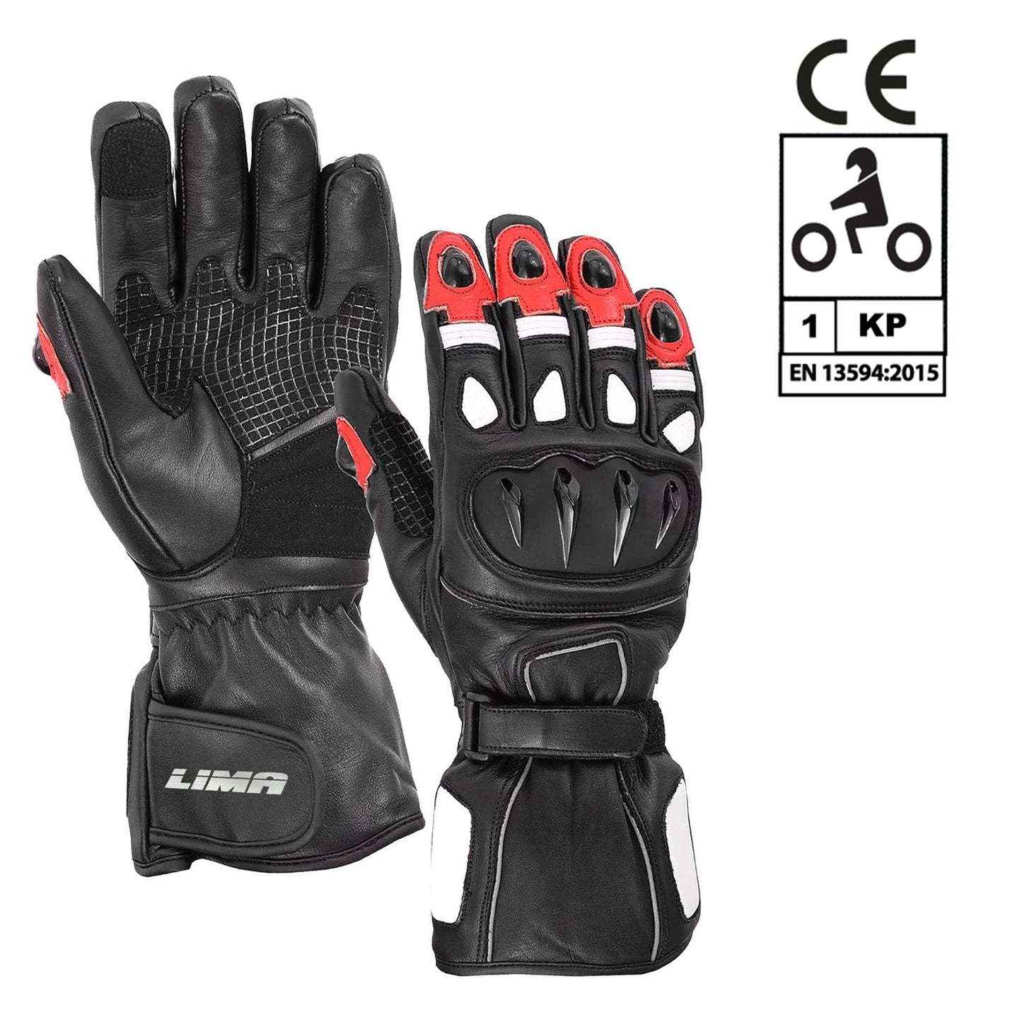 Men Motorbike Textile Leather Gloves Waterproof Padded Knuckles Motorcycle Glove RED