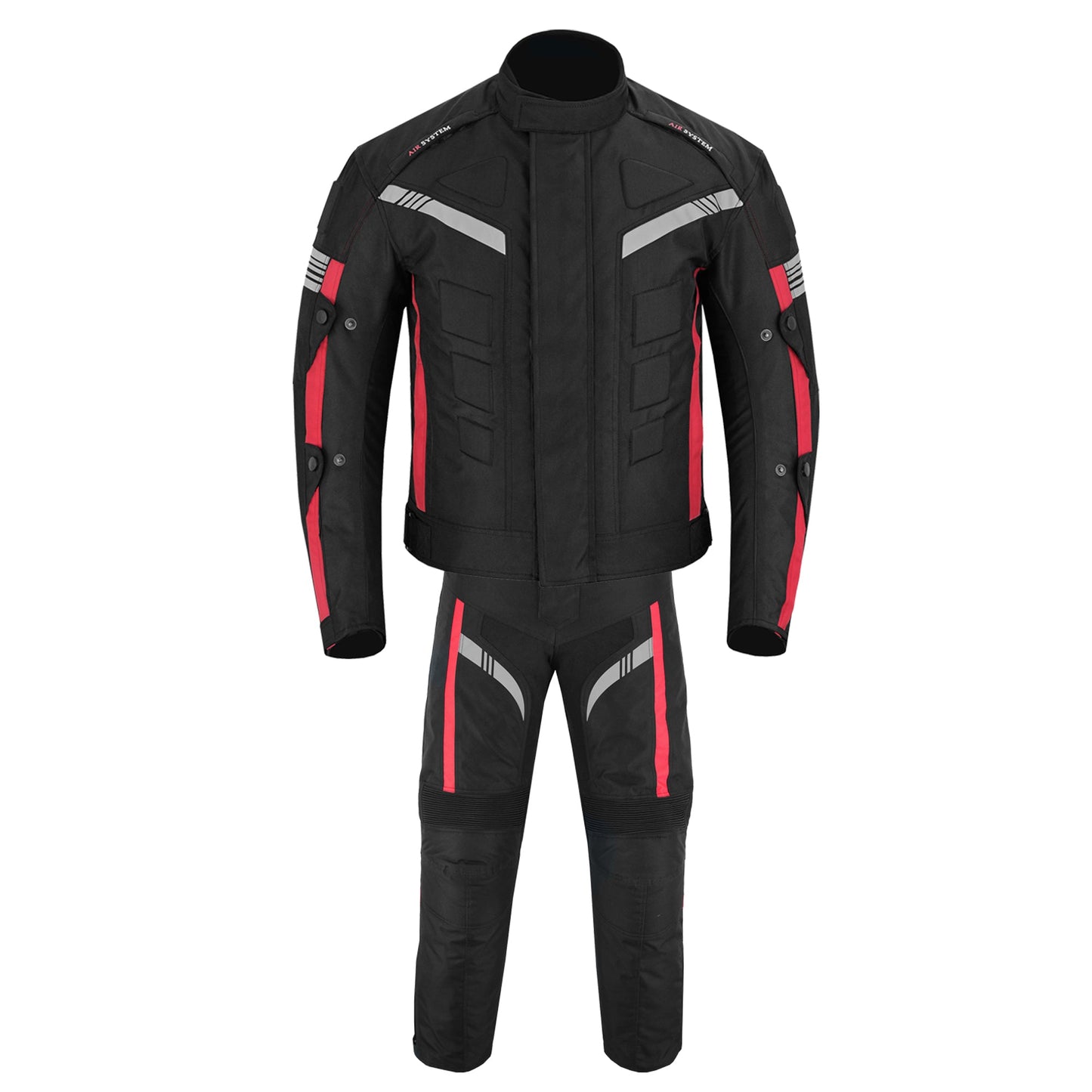 Motorcycle Men Racing Armoured Waterproof Textile Trousers Jacket Motorbike Suit RED