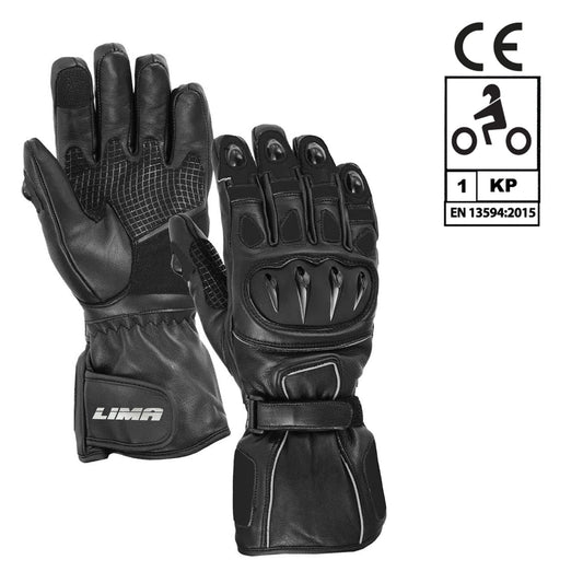 Men Motorbike Textile Leather Gloves Waterproof Padded Knuckles Motorcycle Glove BLACK