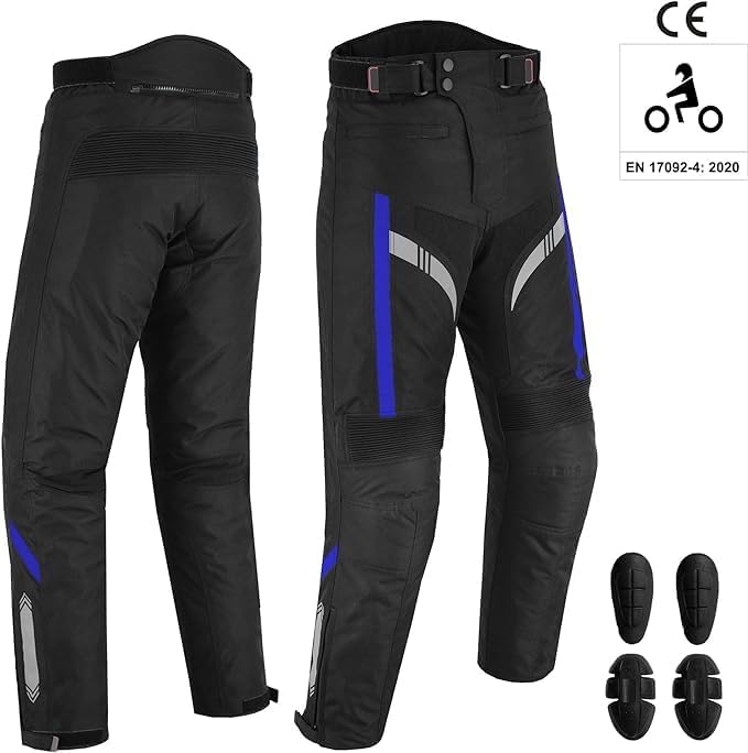 Motorcycle Men Racing Armoured Waterproof Textile Trousers Jacket Motorbike Suit BLUE WITH GLOVES