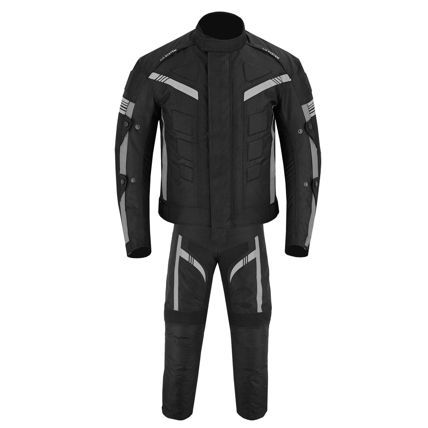 Motorcycle Men Racing Armoured Waterproof Textile Trousers Jacket Motorbike Suit GREY