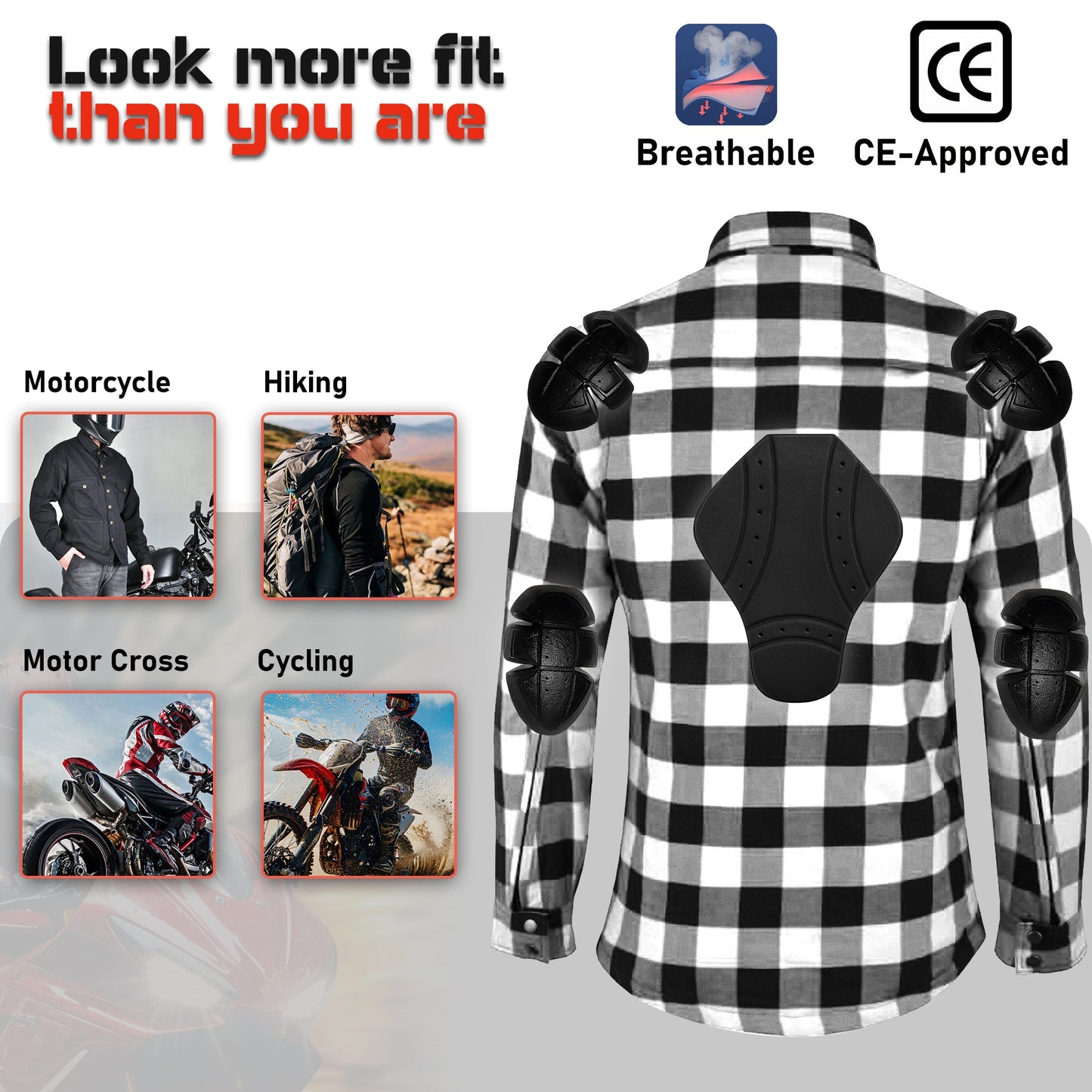 Mens Motorbike Shirt Jacket ARAMID Lined CE Approve Motorcycle Armour Protection