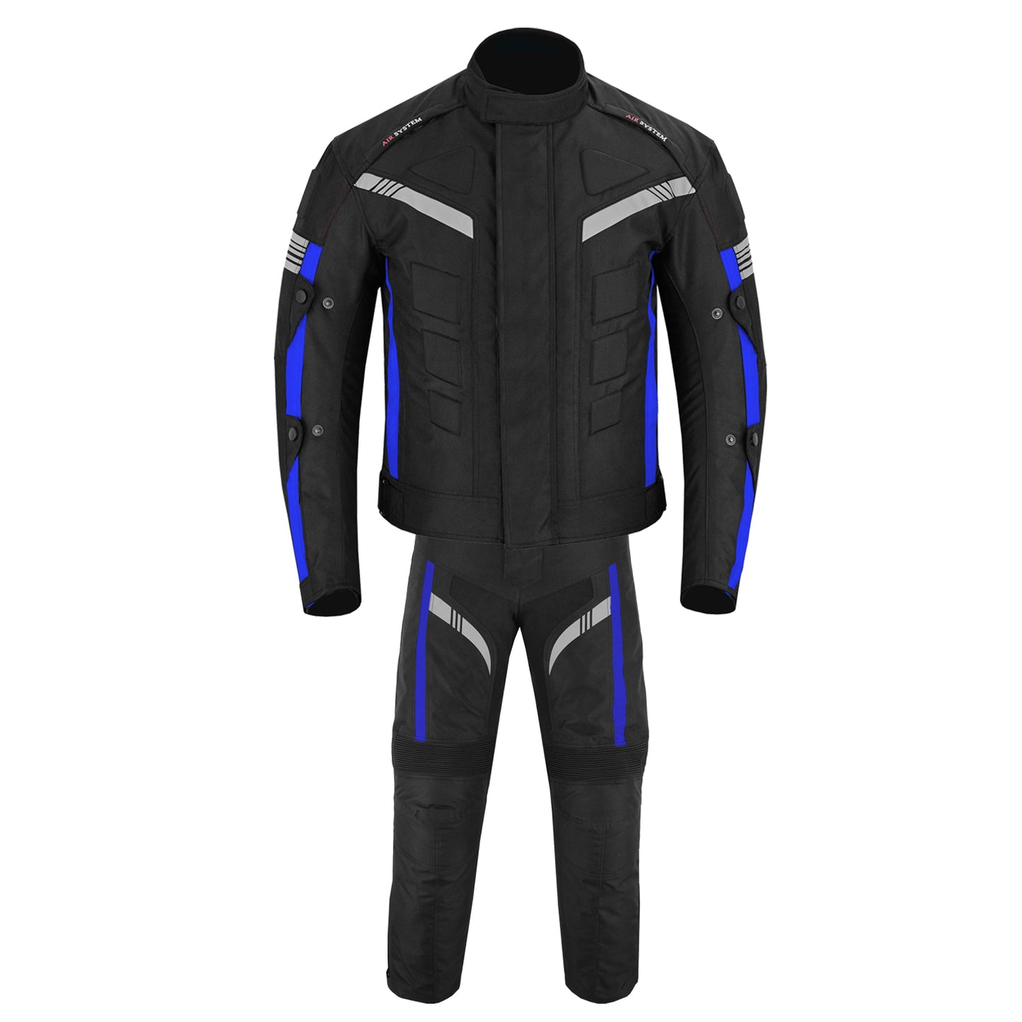 Motorcycle Men Racing Armoured Waterproof Textile Trousers Jacket Motorbike Suit BLUE