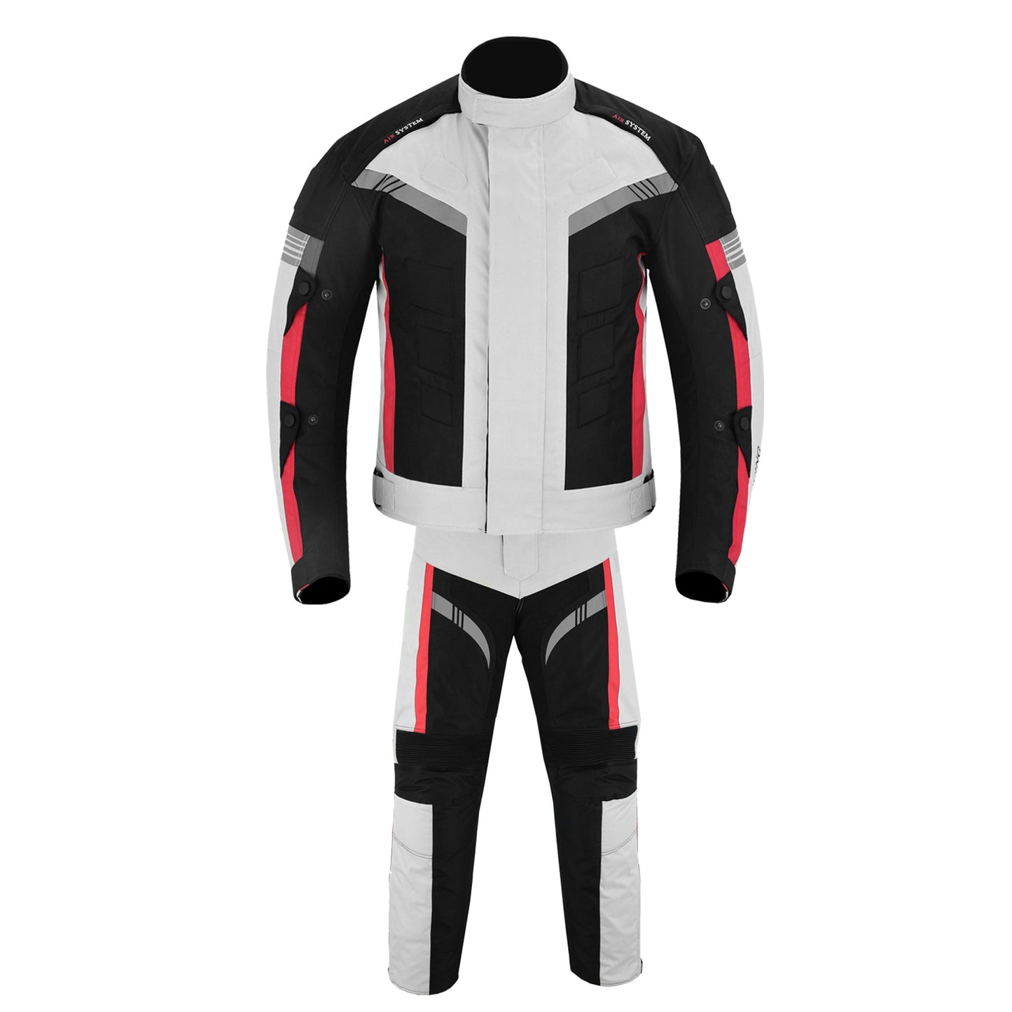 Motorcycle Men Racing Armoured Waterproof Textile Trousers Jacket Motorbike Suit SILVER