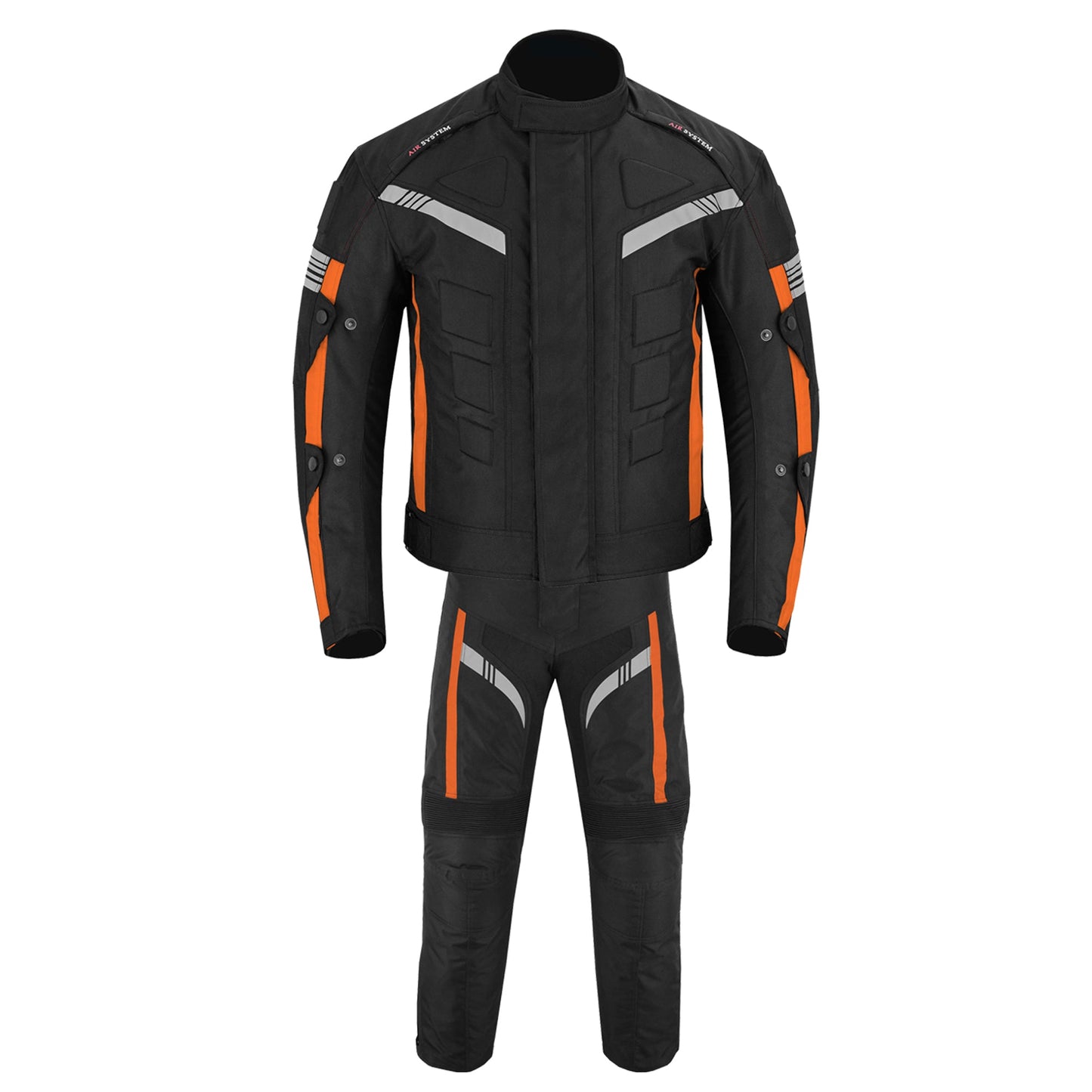 Motorcycle Men Racing Armoured Waterproof Textile Trousers Jacket Motorbike Suit ORANGE