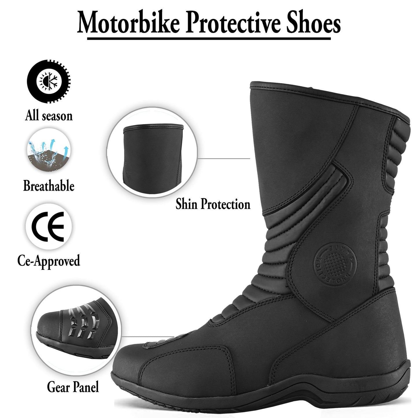 Mens Waterproof Leather Touring Boots Motorbike Motorcycle Riding Armoured Shoes BLAZE