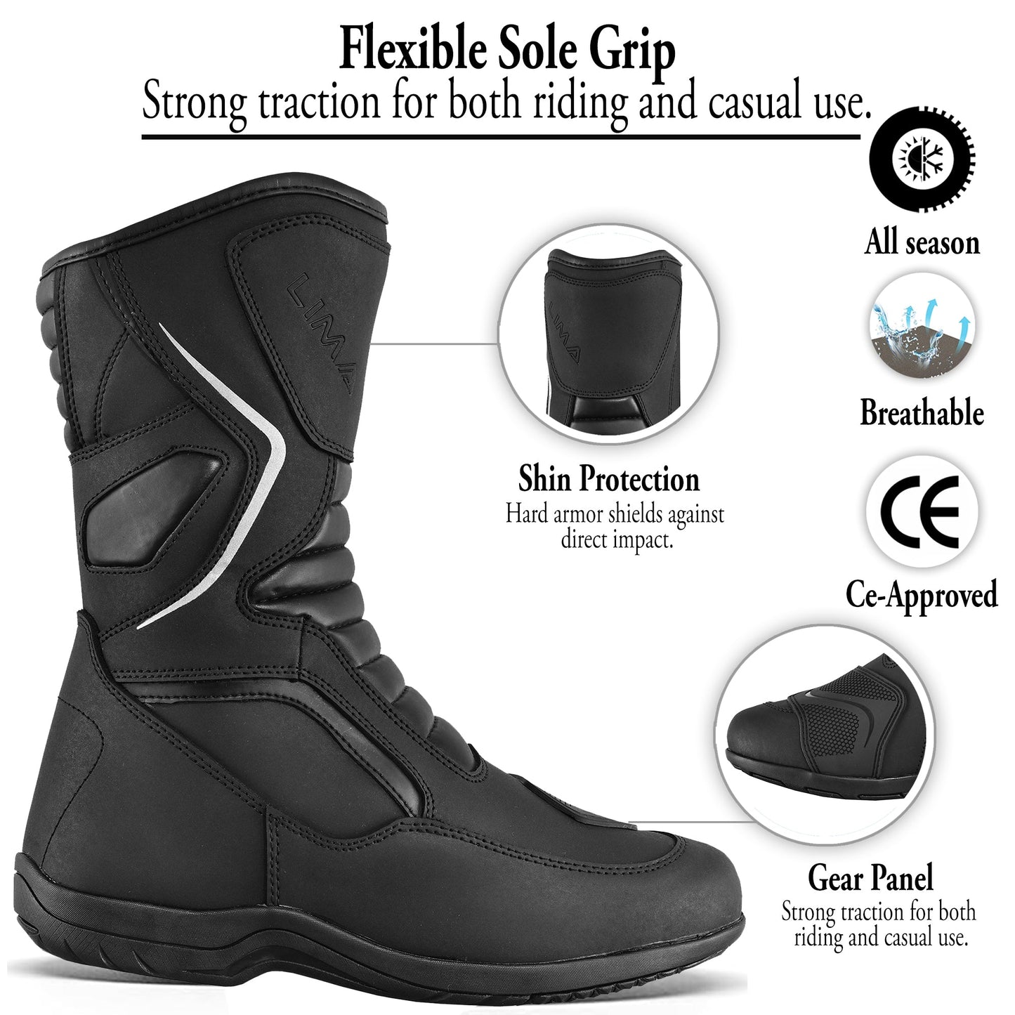 Mens Waterproof Leather Touring Boots Motorbike Motorcycle Riding Armoured Shoes Merge