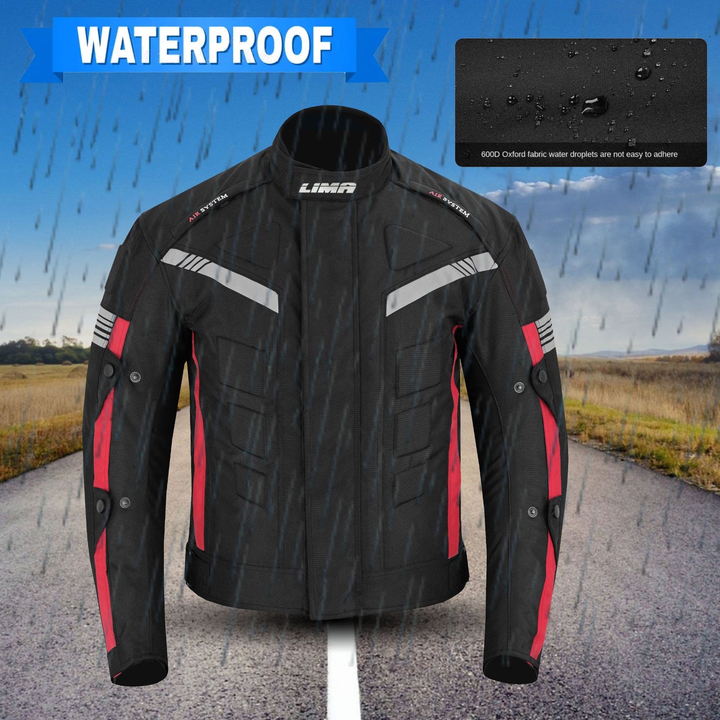 Red Mens Motorcycle Waterproof Cordura Textile Jacket Motorbike CE2 Approved Armours