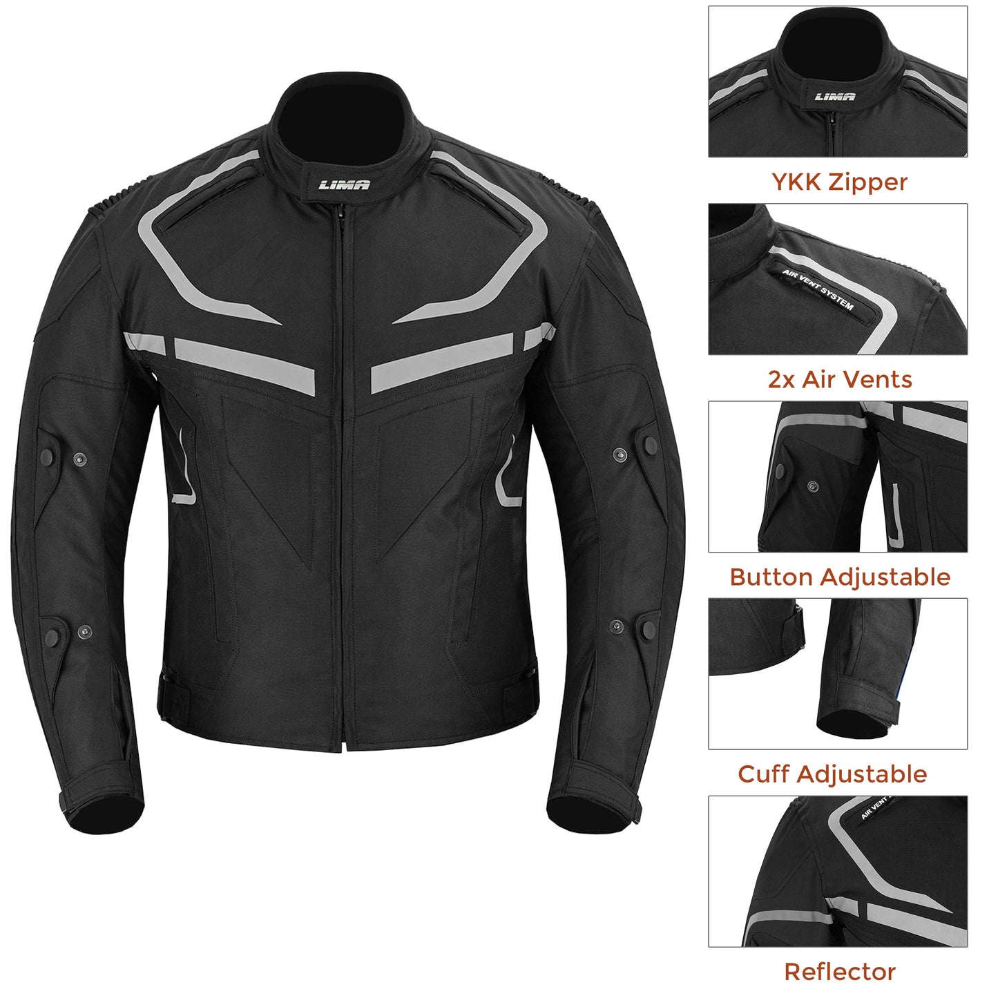 Mens Motorbike Jacket CE Approved Waterproof