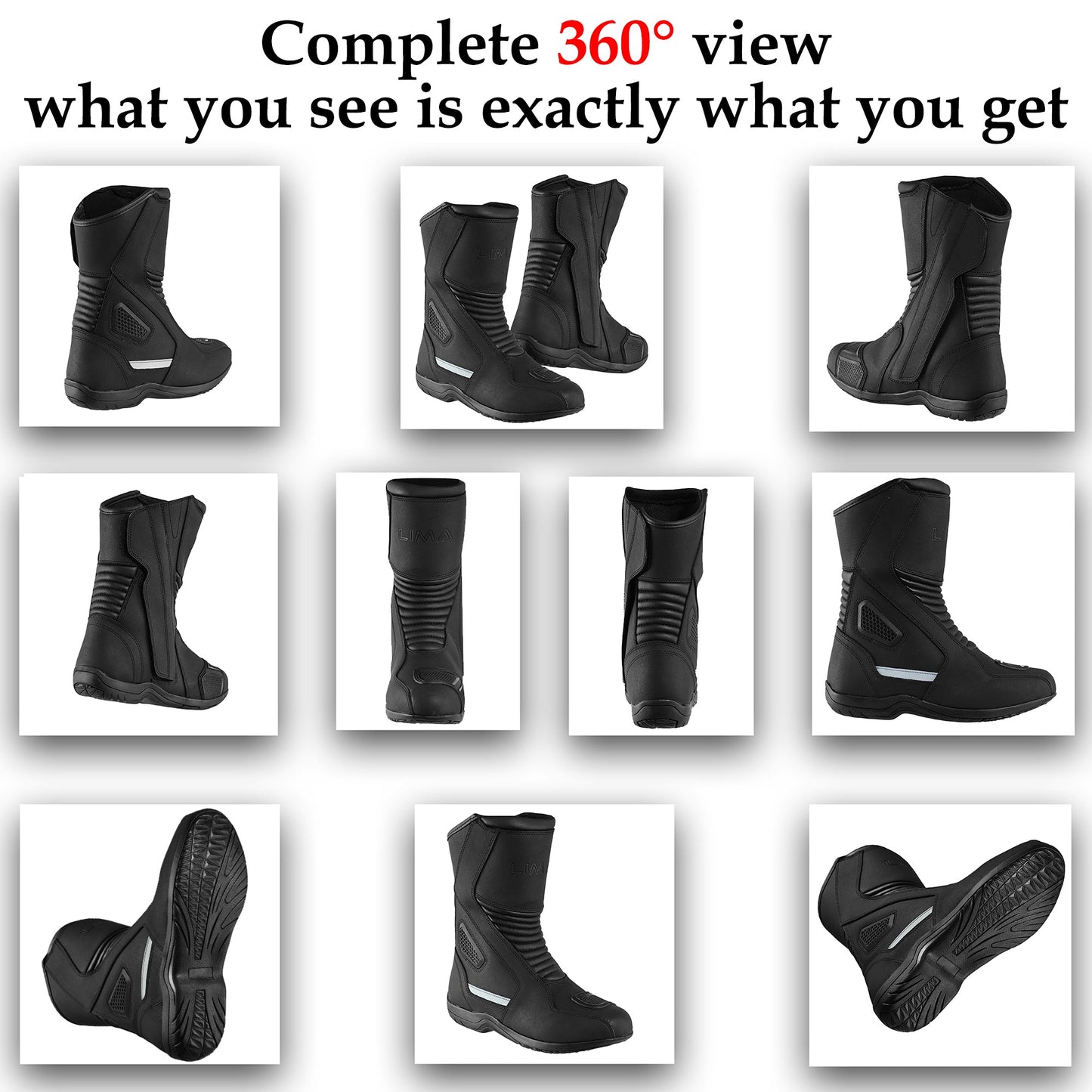 Mens Waterproof Leather Touring Boots Motorbike Motorcycle Riding Armoured Shoes