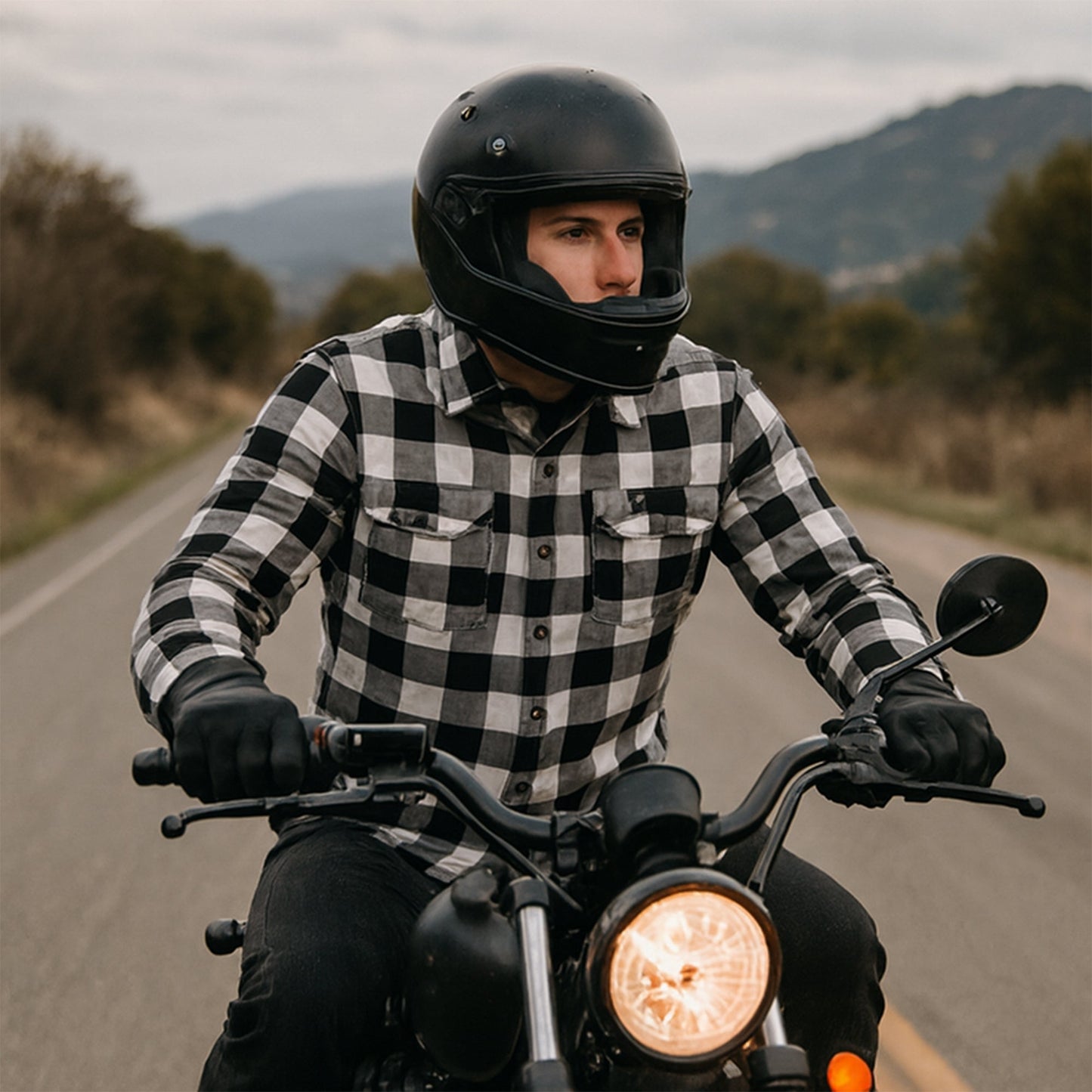 Mens Motorbike Shirt Jacket ARAMID Lined CE Approve Motorcycle Armour Protection