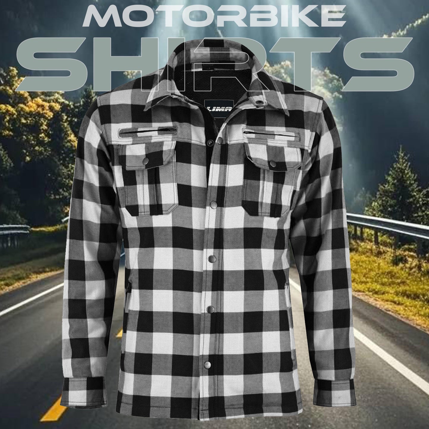 Mens Motorbike Shirt Jacket ARAMID Lined CE Approve Motorcycle Armour Protection