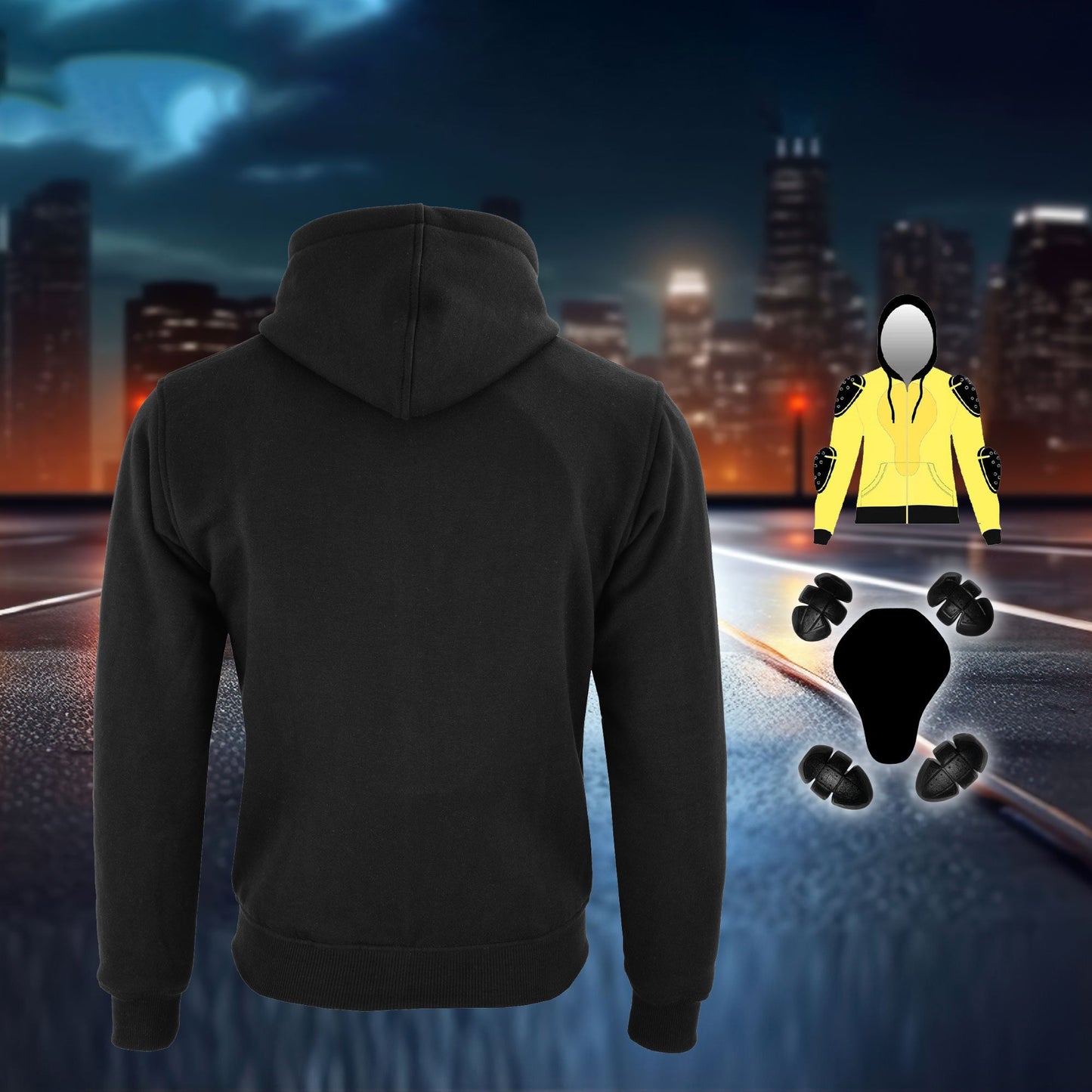 MEN SOFTSHELL MOTORCYCLE MOTORBIKE REMOVABLE CE ARMOUR JACKET WATERPROOF HOODIE