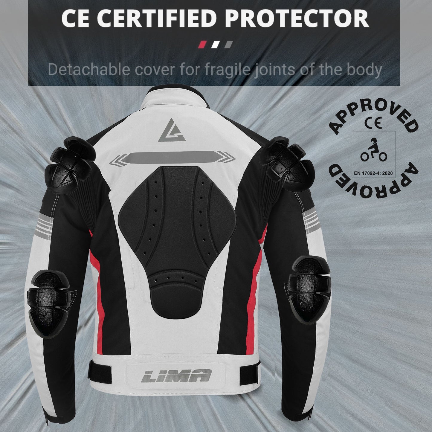 Silver Mens Motorcycle Waterproof Cordura Textile Jacket Motorbike CE2 Approved Armours