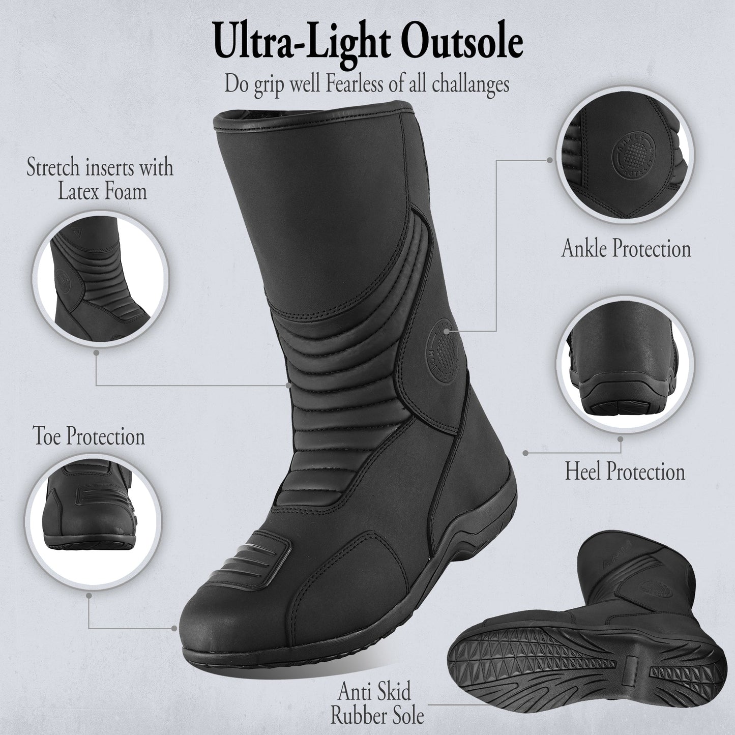 Mens Waterproof Leather Touring Boots Motorbike Motorcycle Riding Armoured Shoes BLAZE