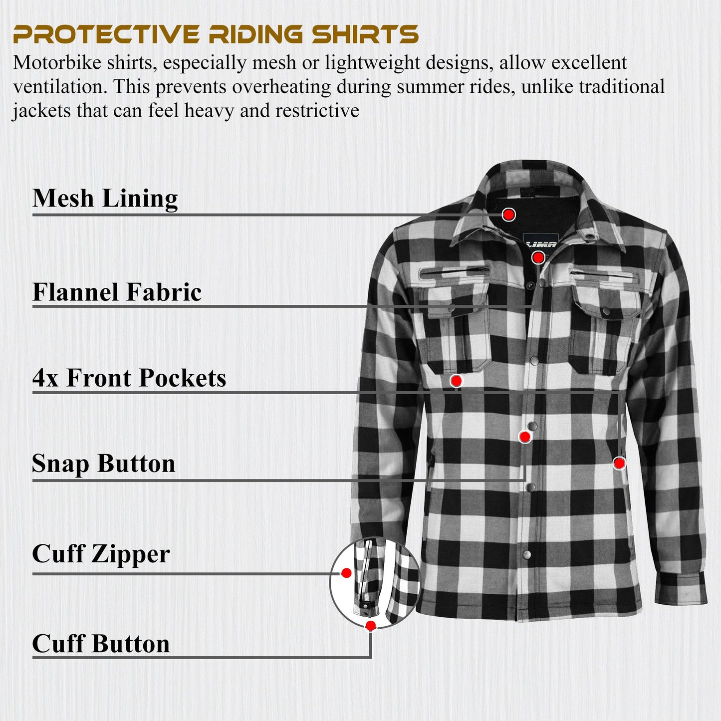 Mens Motorbike Shirt Jacket ARAMID Lined CE Approve Motorcycle Armour Protection