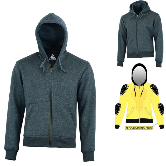 MEN SOFTSHELL MOTORCYCLE MOTORBIKE REMOVABLE CE ARMOUR JACKET WATERPROOF HOODIE  CHARCOL