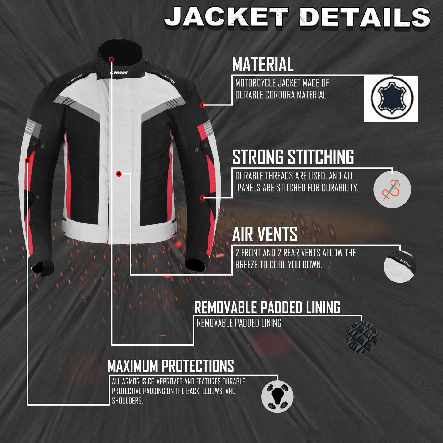 Silver Mens Motorcycle Waterproof Cordura Textile Jacket Motorbike CE2 Approved Armours
