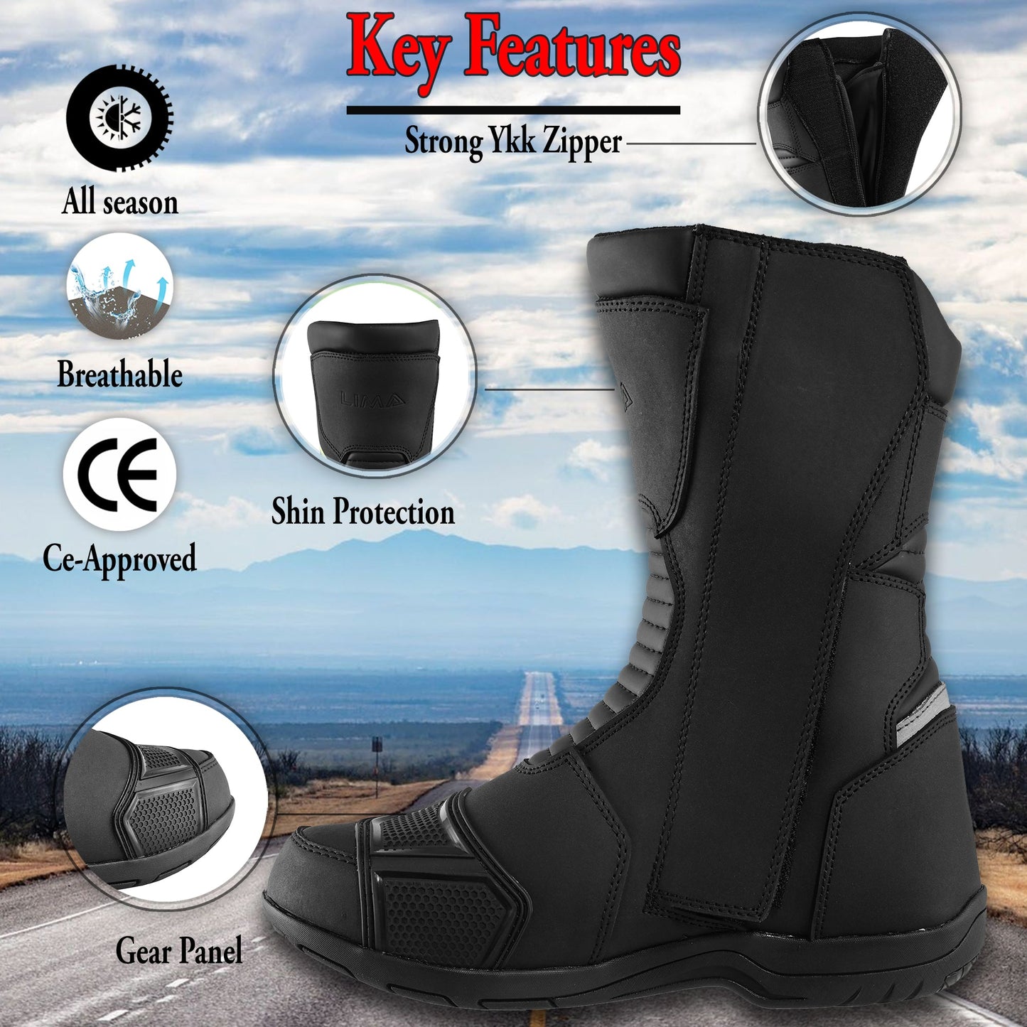 Mens Waterproof Leather Touring Boots Motorbike Motorcycle Riding Armoured Shoes ROCK