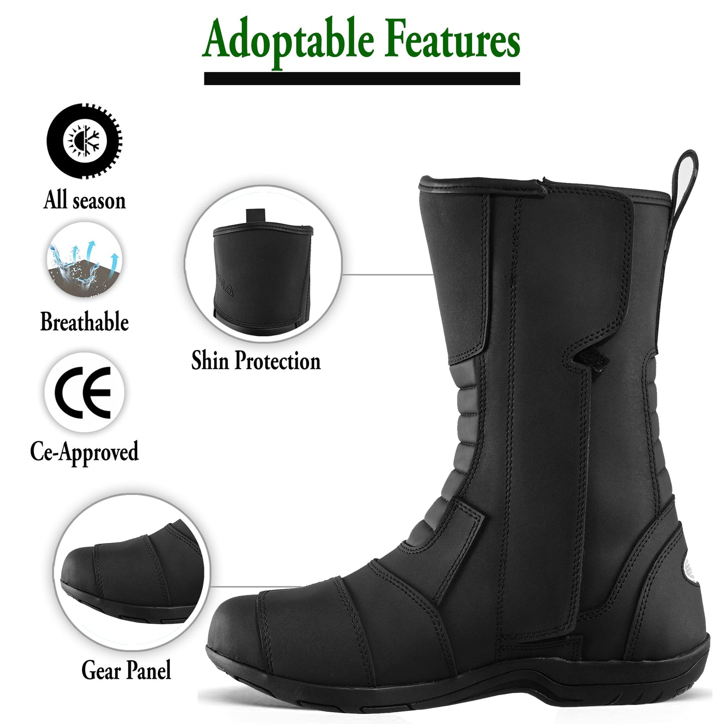 Mens Waterproof Leather Touring Boots Motorbike Motorcycle Riding Armoured Shoes ZEST