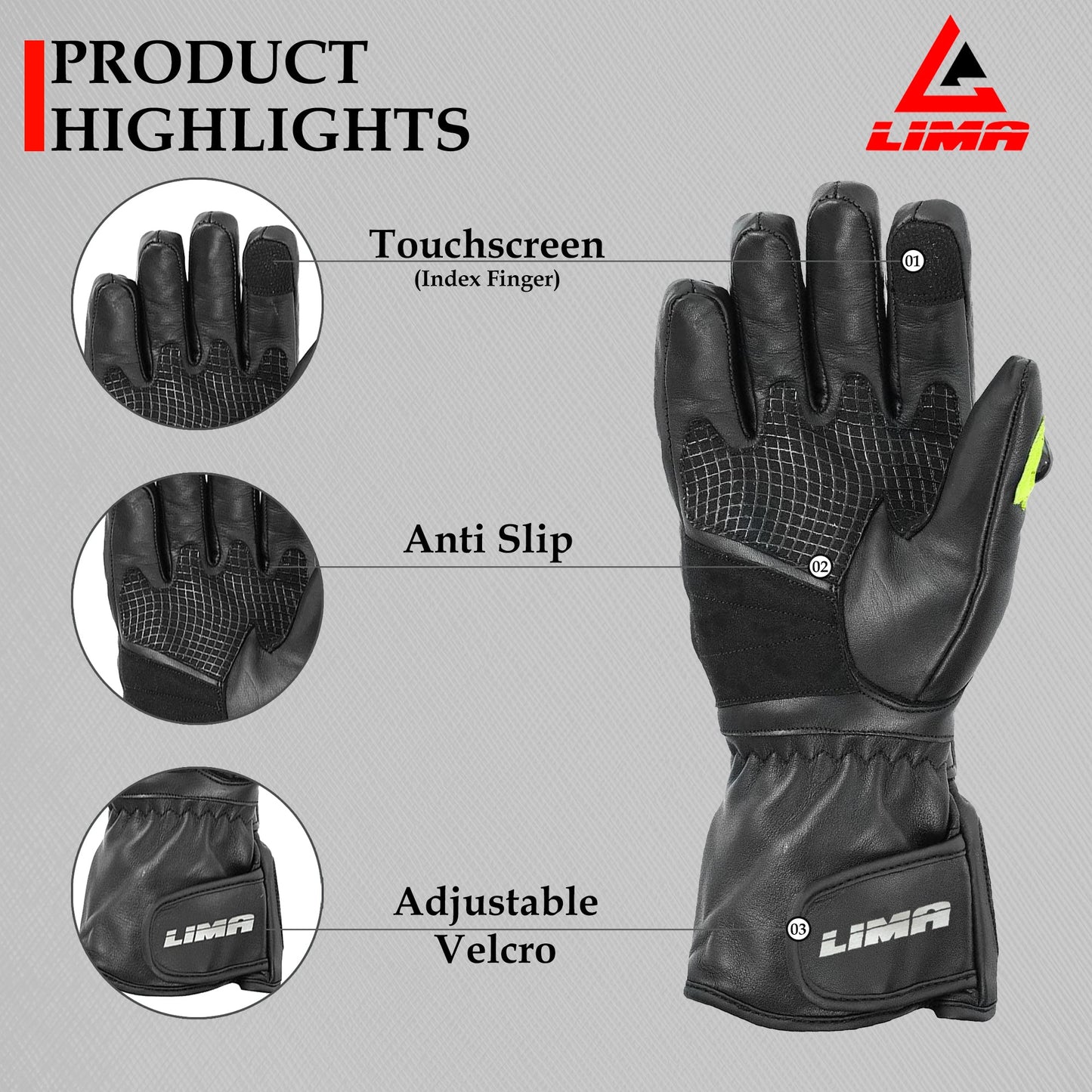 Men Motorbike Textile Leather Gloves Waterproof Padded Knuckles Motorcycle Glove GREEN