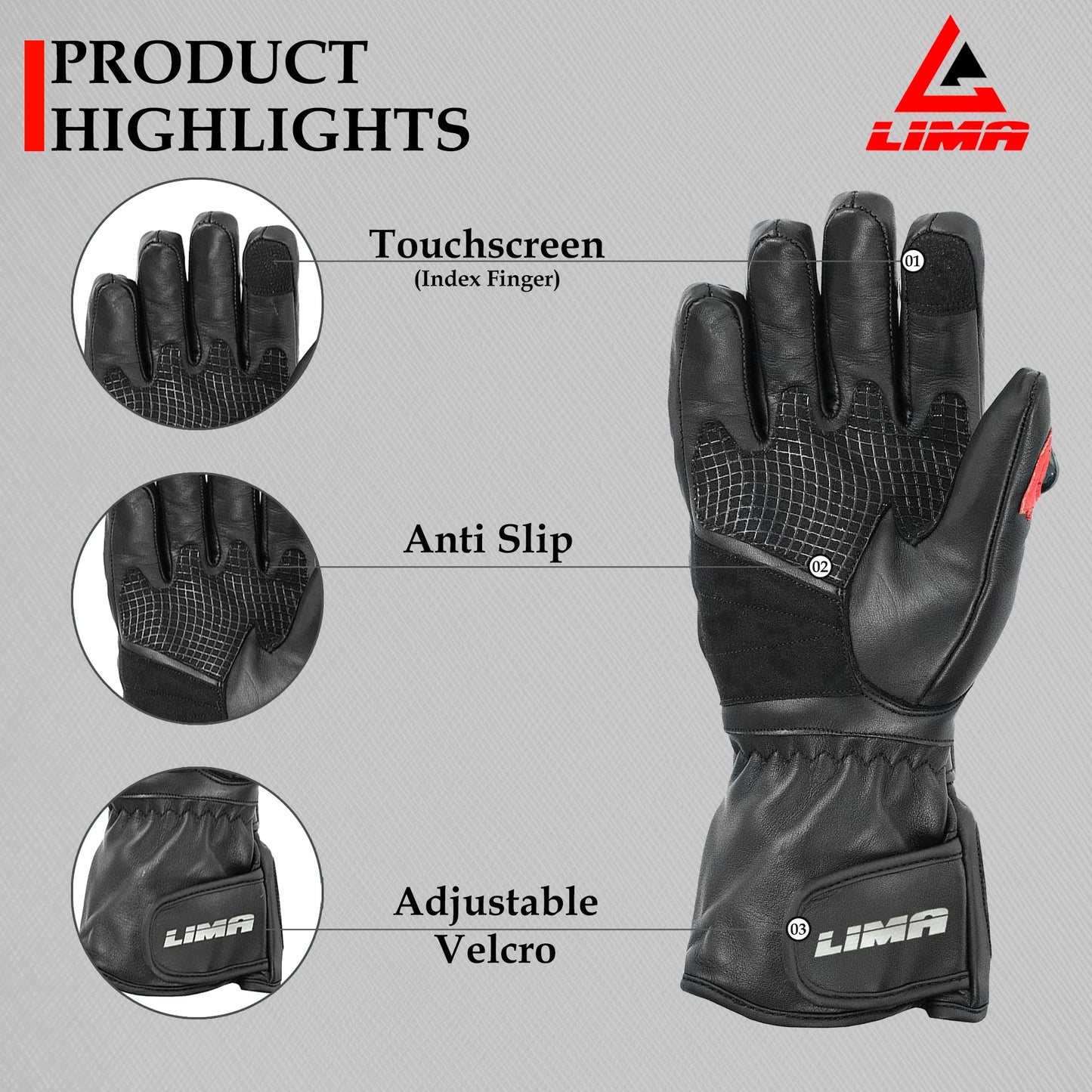Men Motorbike Textile Leather Gloves Waterproof Padded Knuckles Motorcycle Glove RED