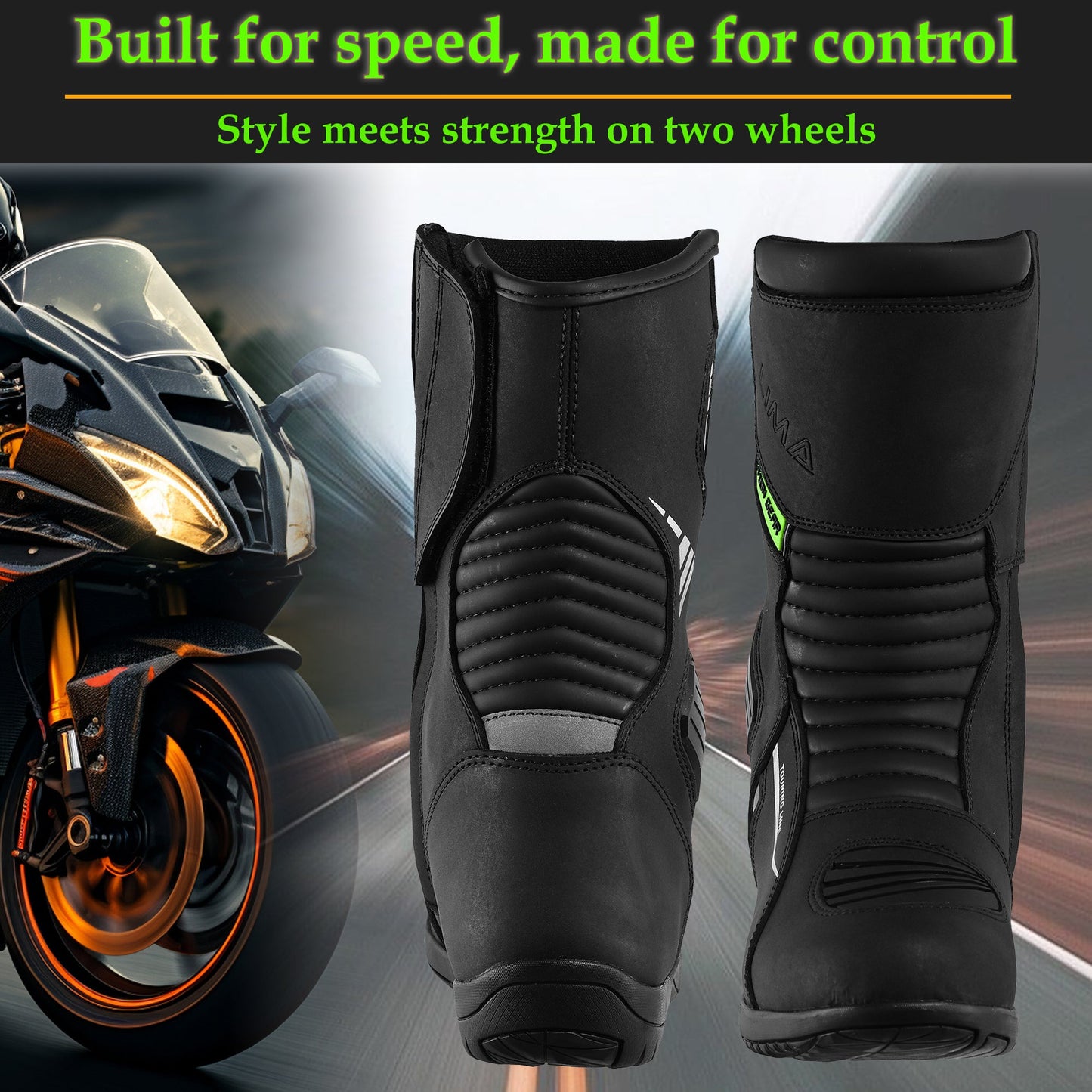 Mens Waterproof Leather Touring Boots Motorbike Motorcycle Riding Armoured Shoes ROARAR