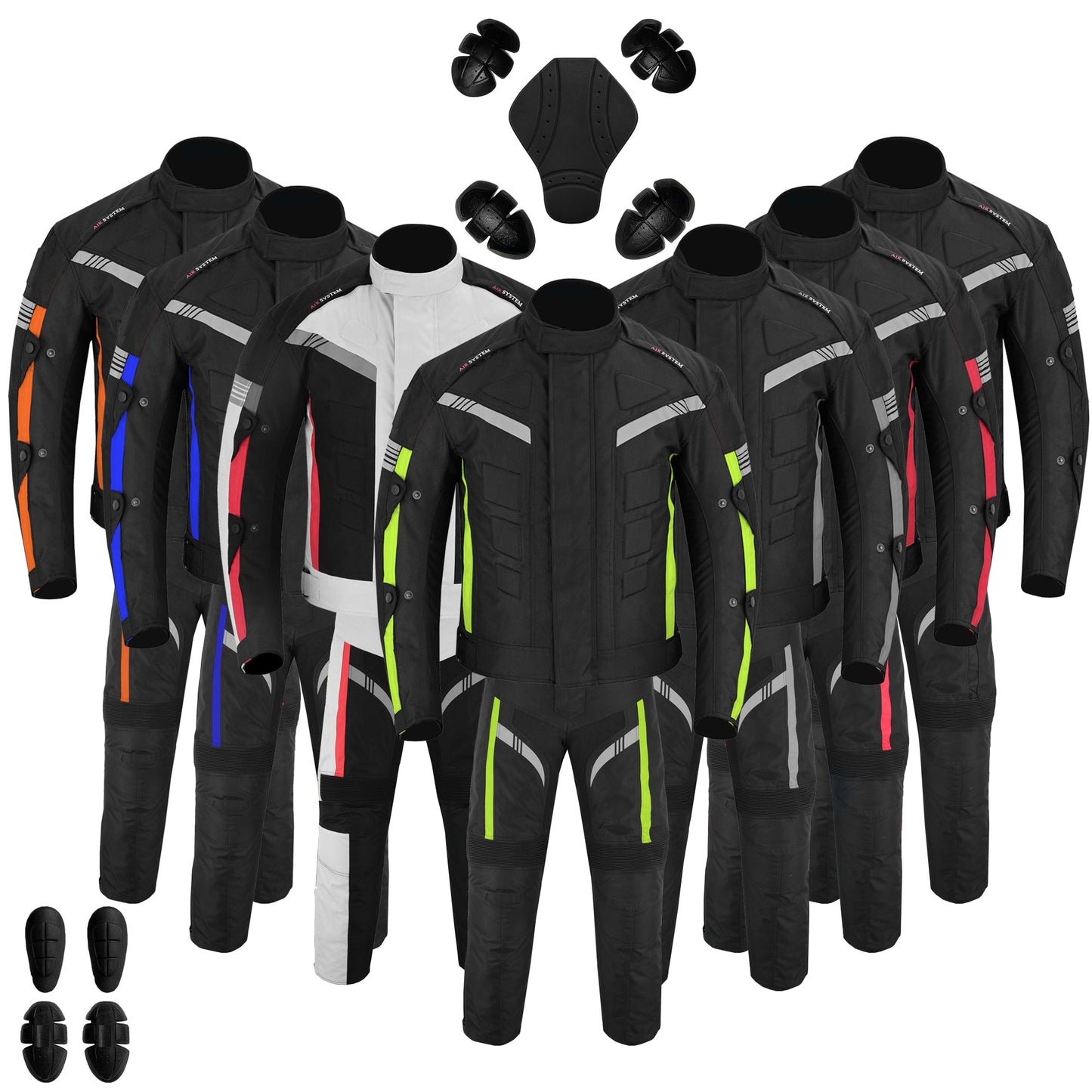 Motorcycle Men Racing Armoured Waterproof Textile Trousers Jacket Motorbike Suit GREEN