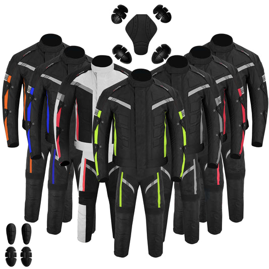 Motorcycle Men Racing Armoured Waterproof Textile Trousers Jacket Motorbike Suit GREEN