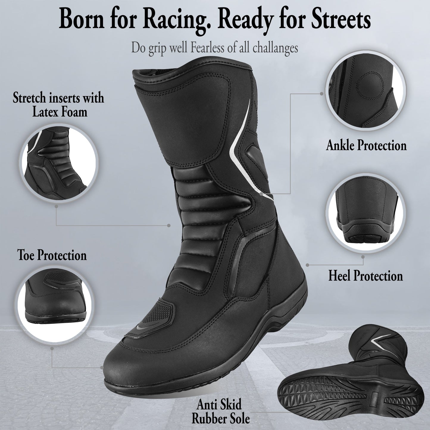 Mens Waterproof Leather Touring Boots Motorbike Motorcycle Riding Armoured Shoes Merge