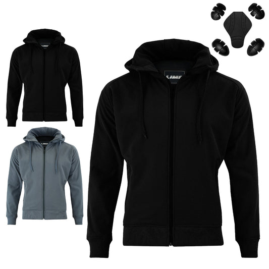 LIMA Men’s Softshell Motorcycle Jacket with Removable CE Armour – Touring Hoodie