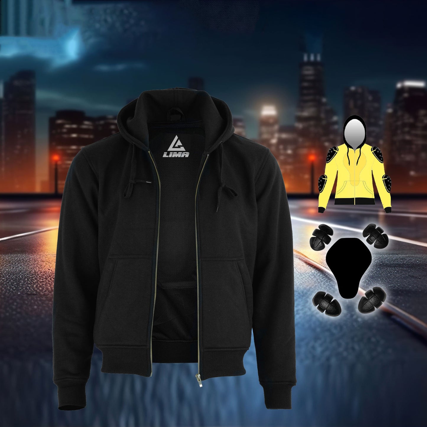 MEN SOFTSHELL MOTORCYCLE MOTORBIKE REMOVABLE CE ARMOUR JACKET WATERPROOF HOODIE