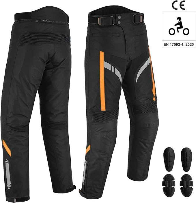 Motorcycle Men Racing Armoured Waterproof Textile Trousers Jacket Motorbike Suit ORANGE