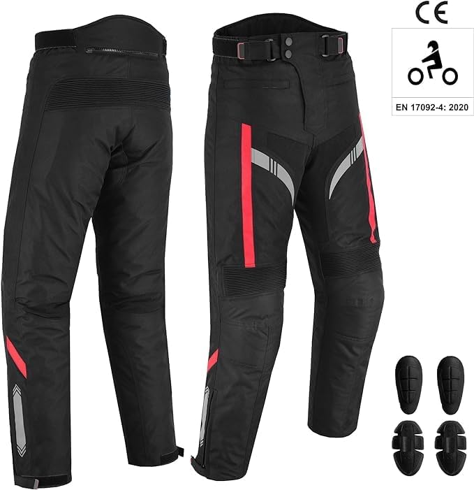 Motorcycle Men Racing Armoured Waterproof Textile Trousers Jacket Motorbike Suit RED WITH GLOVES