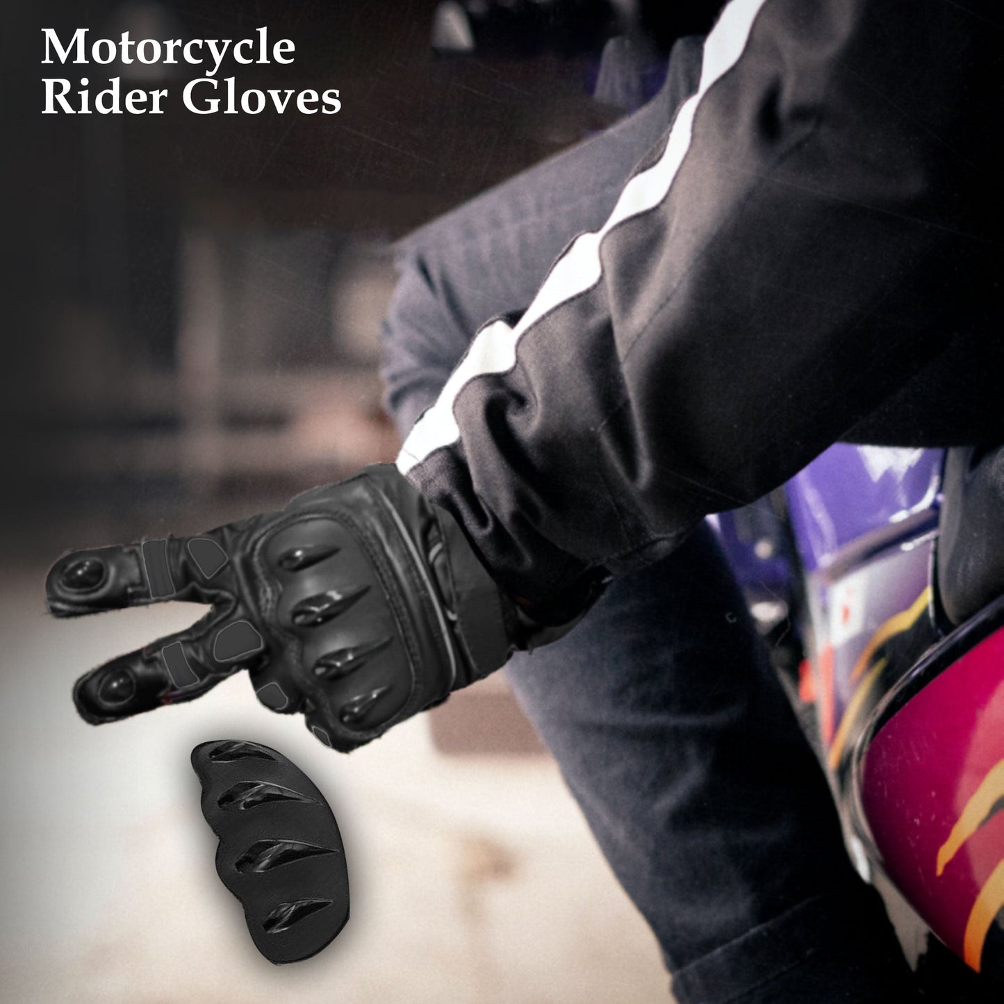 Men Motorbike Textile Leather Gloves Waterproof Padded Knuckles Motorcycle Glove BLACK