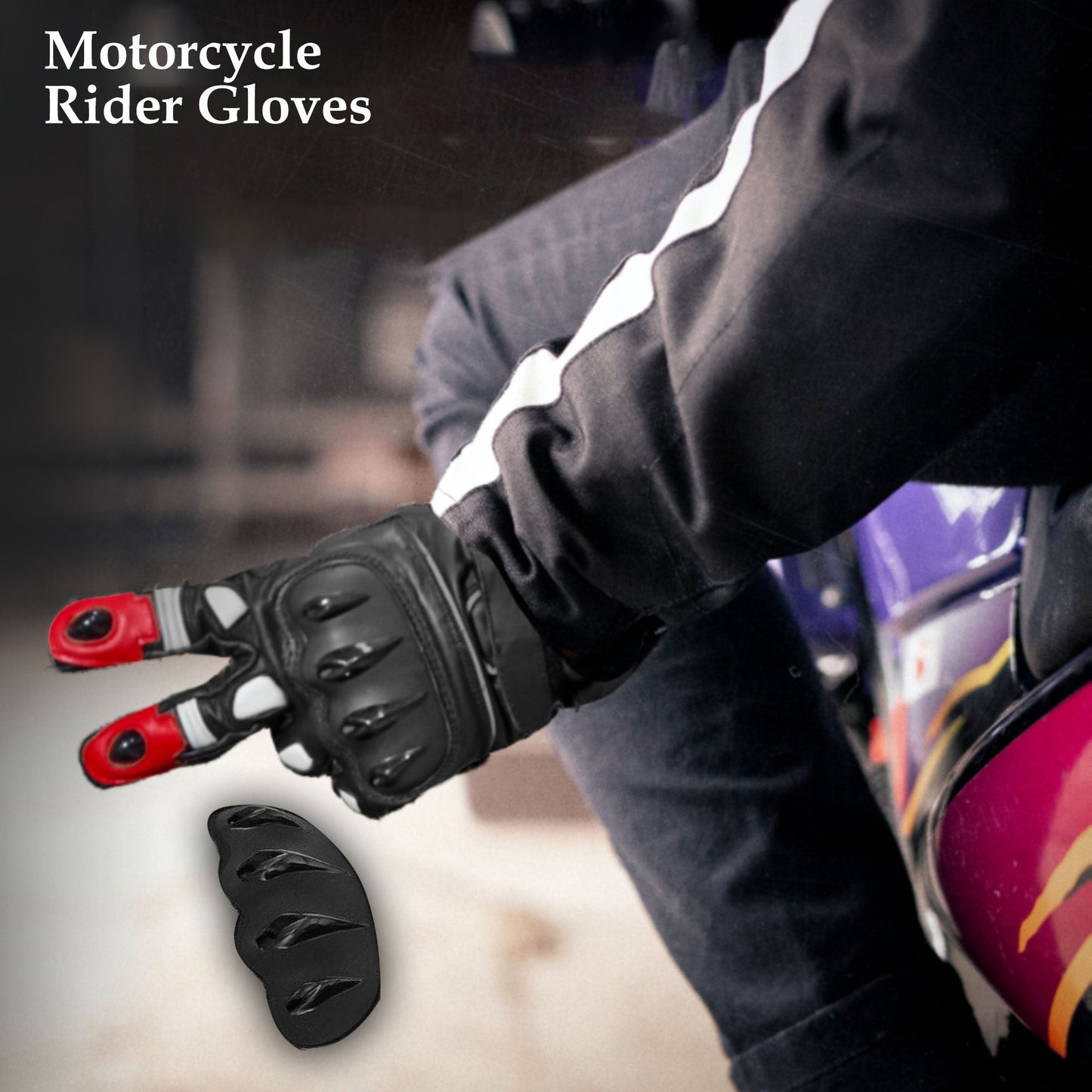 Men Motorbike Textile Leather Gloves Waterproof Padded Knuckles Motorcycle Glove RED