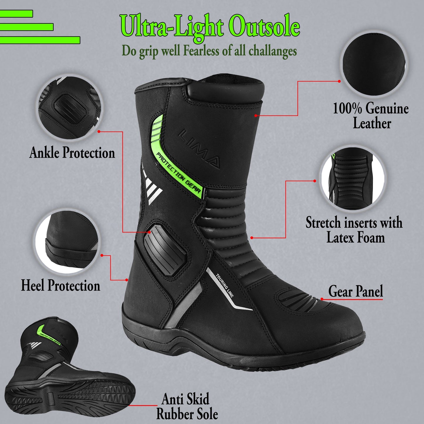 Mens Waterproof Leather Touring Boots Motorbike Motorcycle Riding Armoured Shoes ROARAR