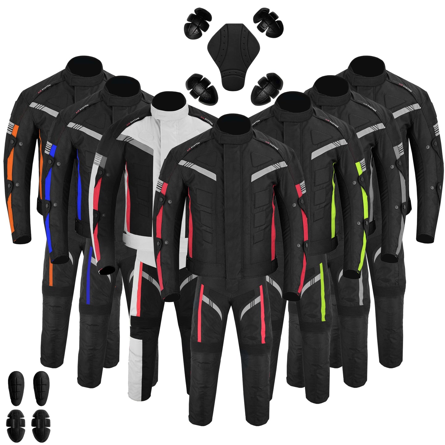 Motorcycle Men Racing Armoured Waterproof Textile Trousers Jacket Motorbike Suit RED