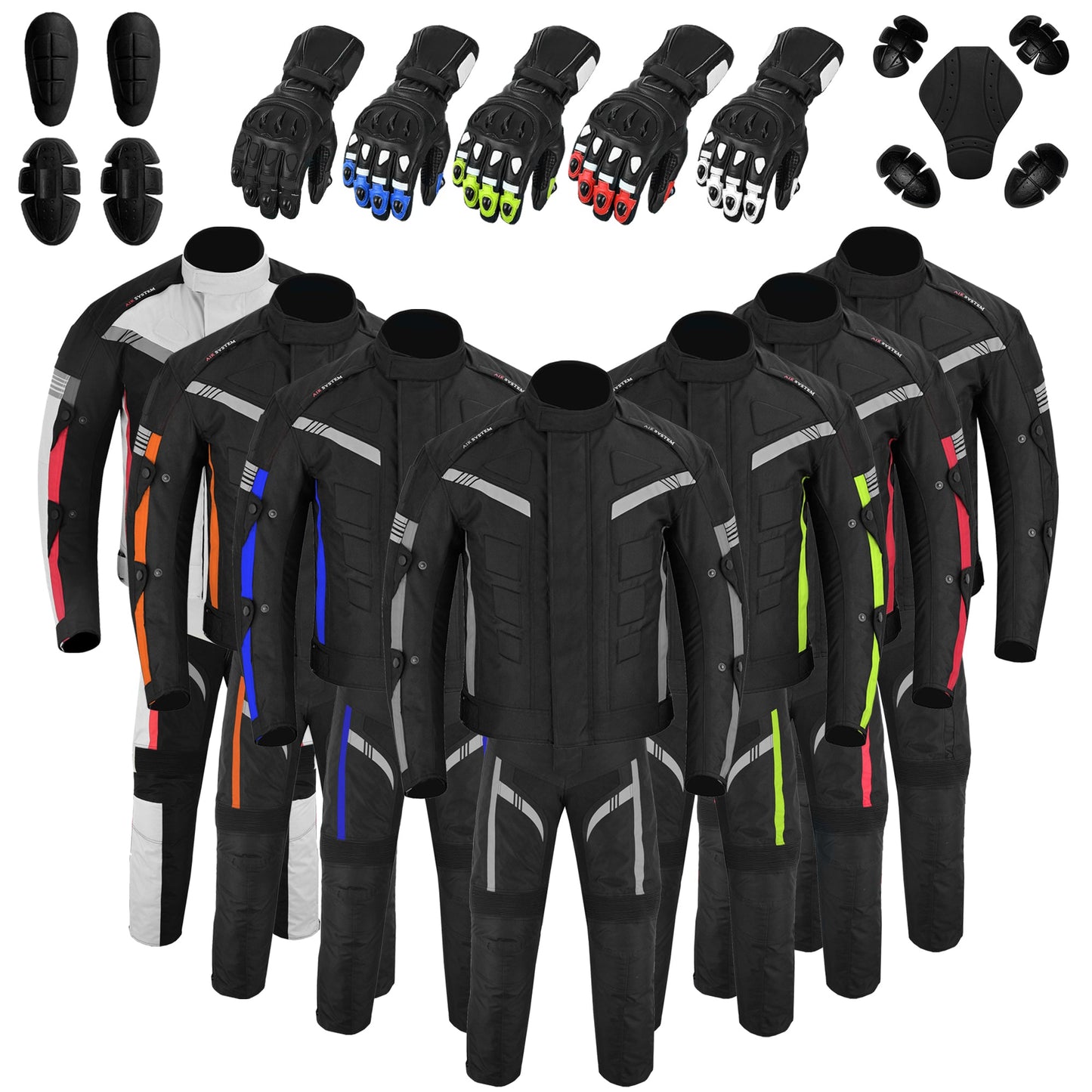 Motorcycle Men Racing Armoured Waterproof Textile Trousers Jacket Motorbike Suit GREY WITH GLOVES