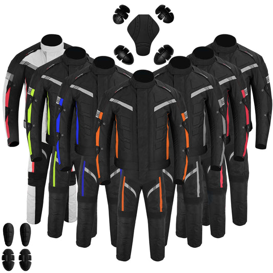 Motorcycle Men Racing Armoured Waterproof Textile Trousers Jacket Motorbike Suit ORANGE