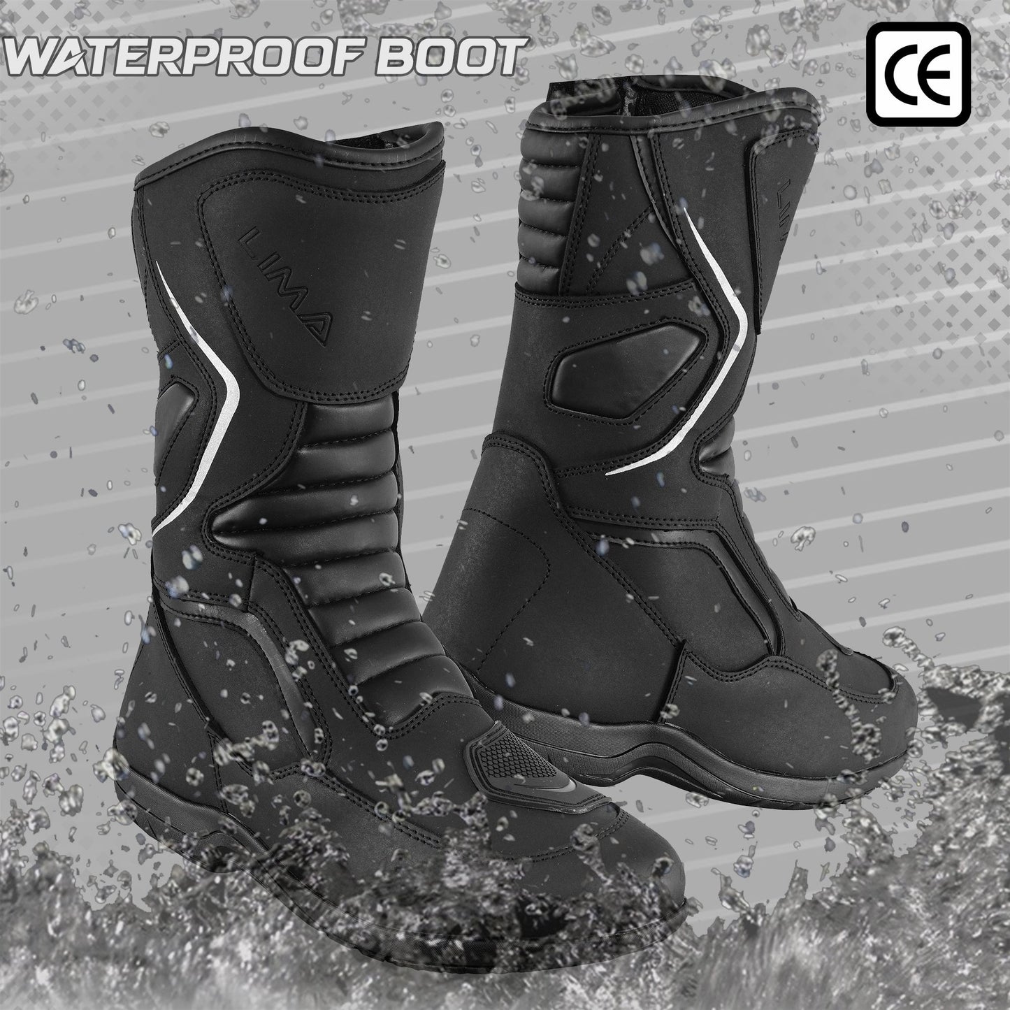 Mens Waterproof Leather Touring Boots Motorbike Motorcycle Riding Armoured Shoes Merge