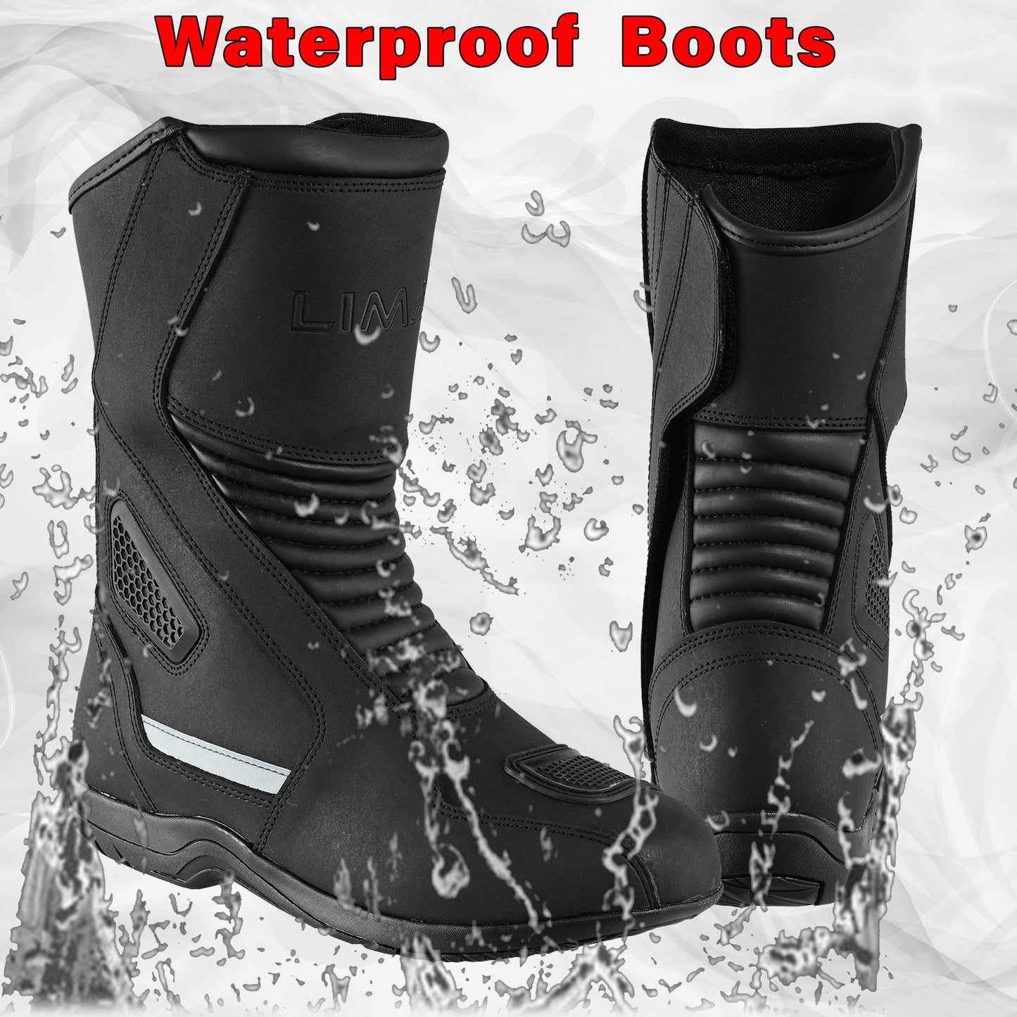 Mens Waterproof Leather Touring Boots Motorbike Motorcycle Riding Armoured Shoes