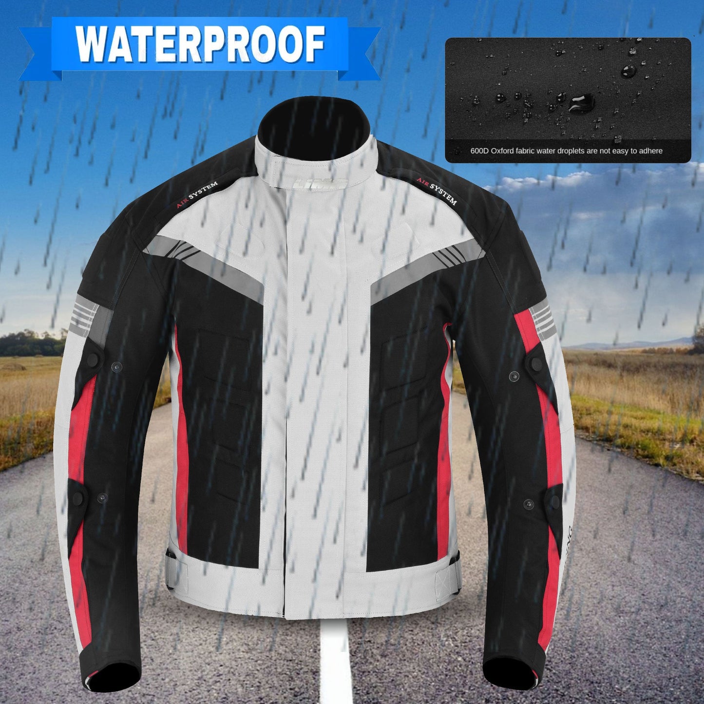 Silver Mens Motorcycle Waterproof Cordura Textile Jacket Motorbike CE2 Approved Armours